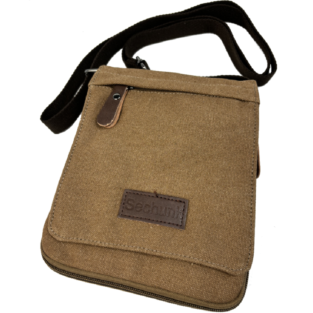 Canvas Satchel cross-body compass travel bag in Brown